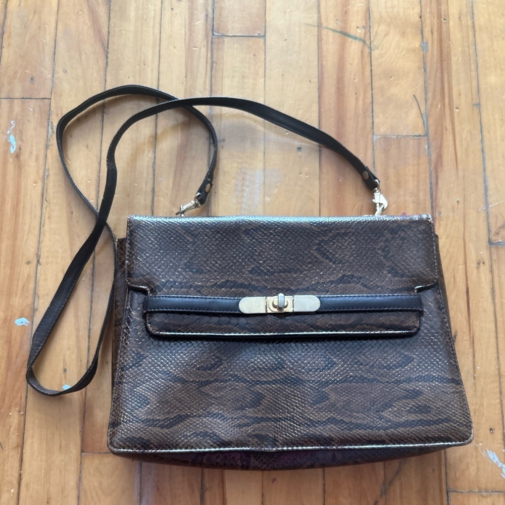 Genuine leather snakeskin unbranded birkin‎ kelly Brown Shoulder Bag